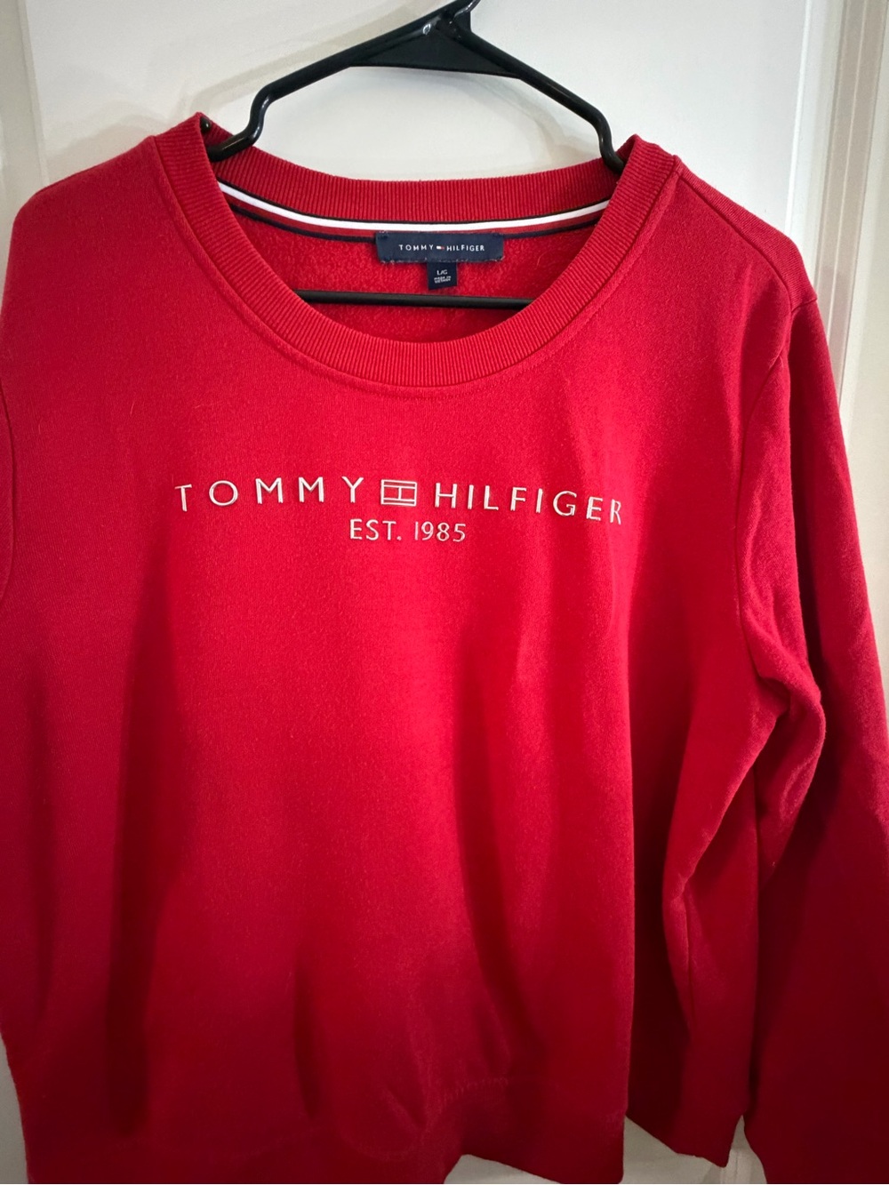 Tommy Hilfiger Red Logo Crewneck Sweatshirt